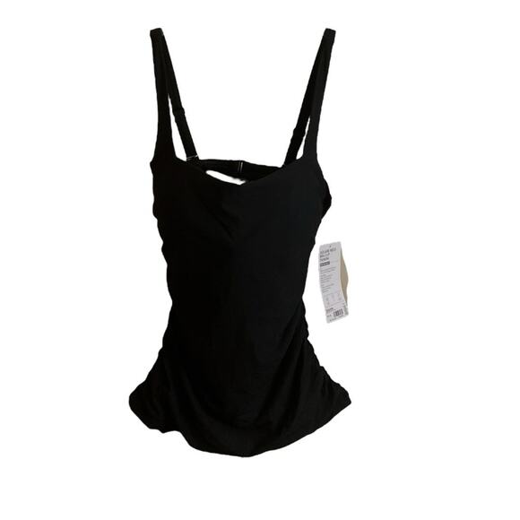 NWT ATHLETA Tankini 32 D-DD Square Neck Black Ruched Sides Removable Cups - Picture 7 of 7